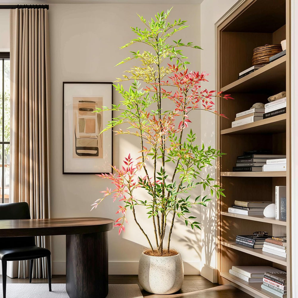 6.5ft Faux Bamboo Tree Artificial Nandina Tree Artificial Indoor Plants Reali...