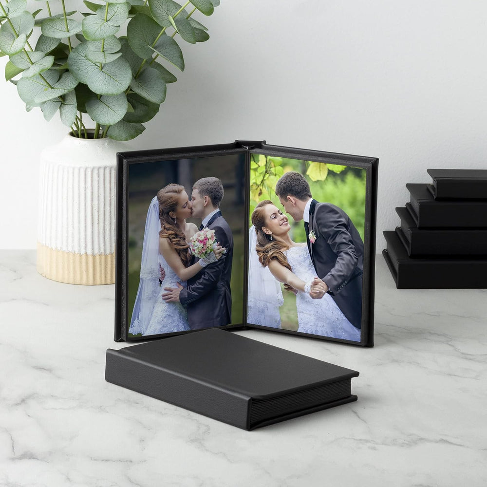 Neil Enterprises Inc. 5" x 7" Black Leather Self-Stick Photo Album ...