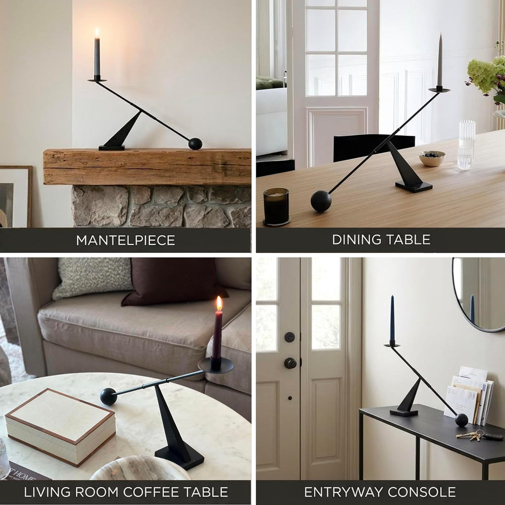 Modern Metal Black Taper Candle Holder,Decorative Candle Stand 19''