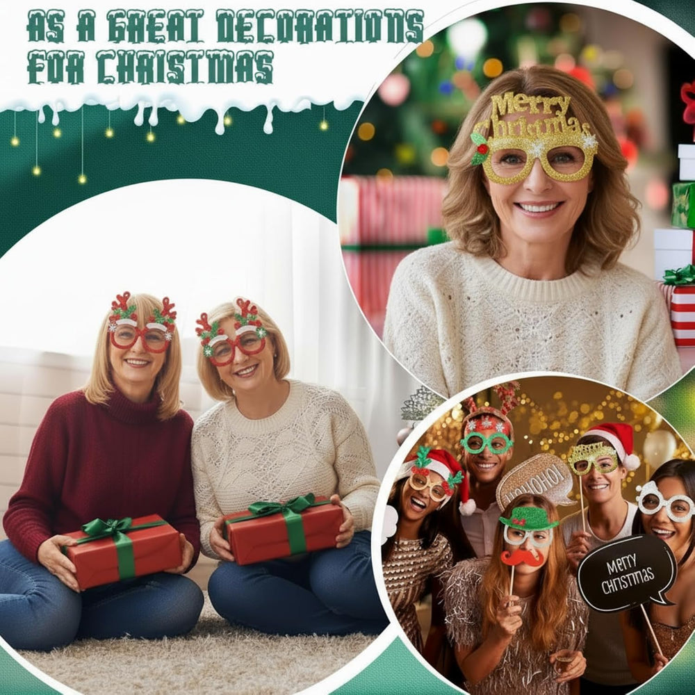 Jerify 80 Pcs Christmas Glasses Frames and Headbands Set, Christmas Glitter G...