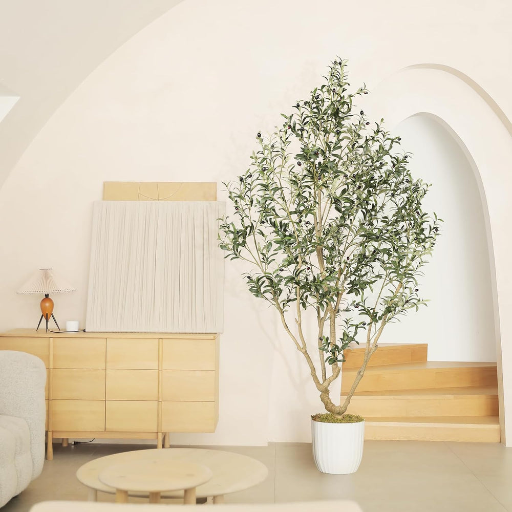 LYERSE Faux Olive Tree 8ft with Large Olive Branches and Lifelike Leaves