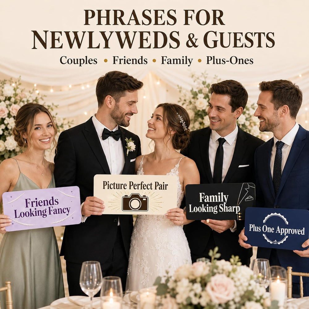 64 Designs Wedding Photo Booth Props, 32 Double-Sided Selfie Signs