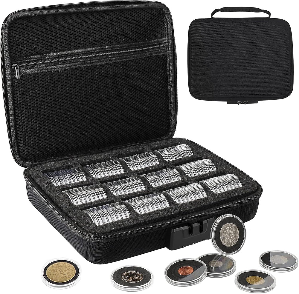 46mm Coin Capsules with Black Foam Gasket and Storage Organizer Box 96PCS