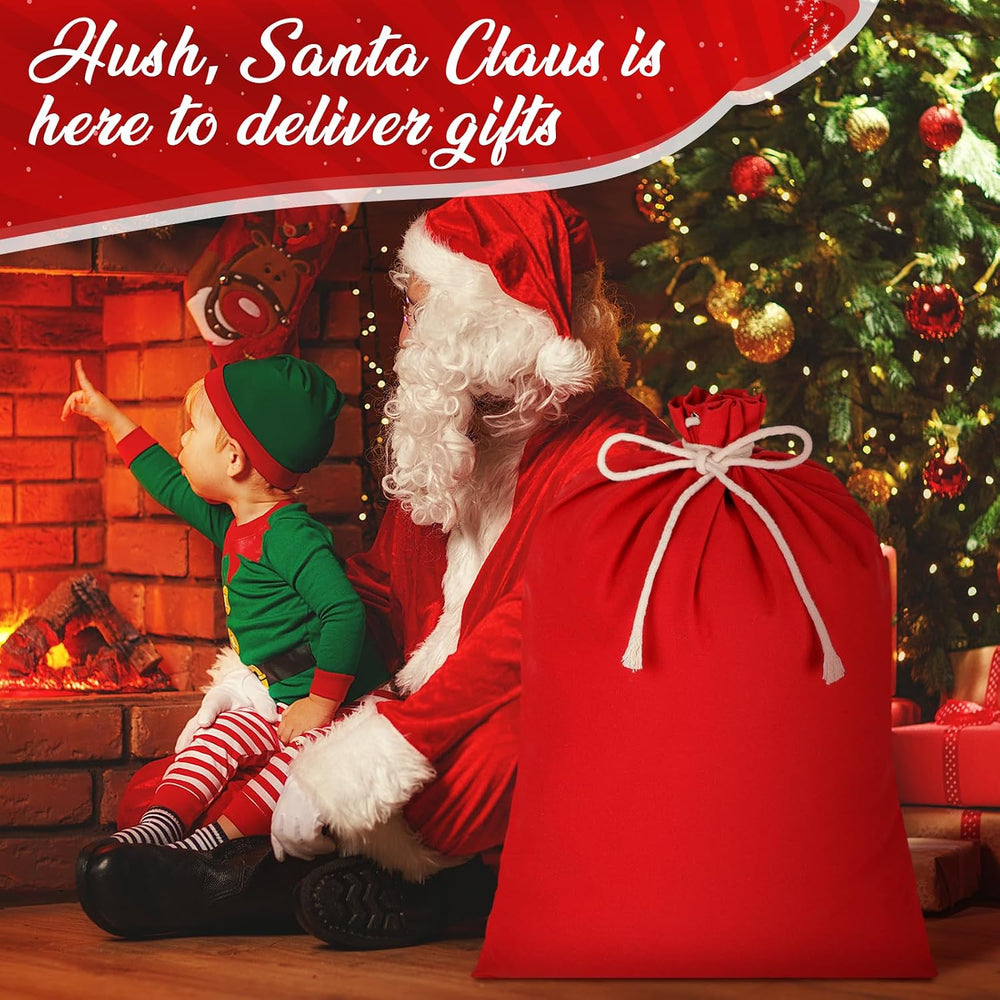 Newwiee 6 Pcs Christmas Canvas Gift Bag Santa Large Sacks 26.7 x 19.7 Inch