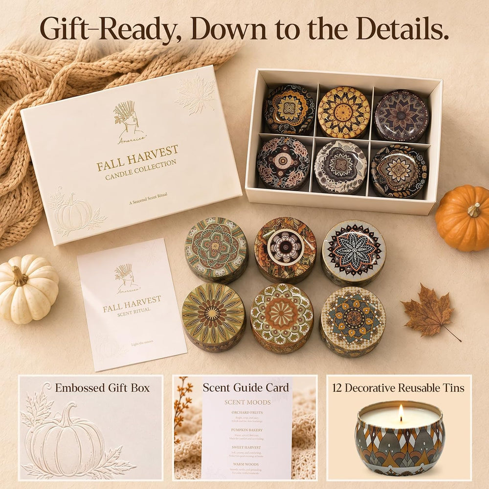 Fall Scented Candles Gift Set, 12 Pack Soy Candles for Home, 2.5 oz Each