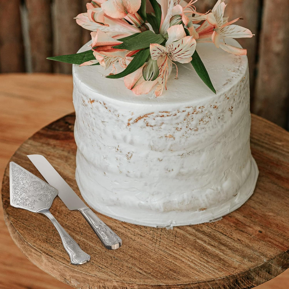 Orblue Wedding Cake Knife and Server Set - Premium, Beautifully Engraved Cutt...