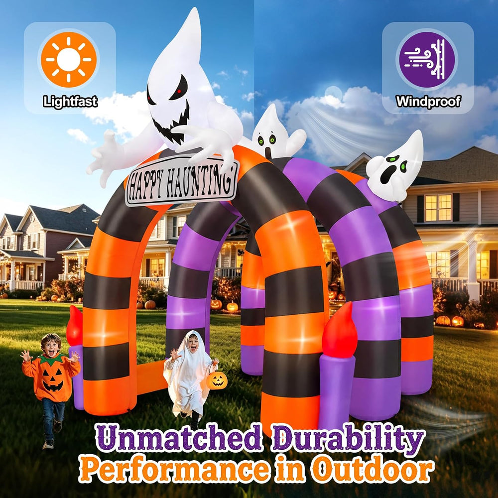 Kalolary 10FT Halloween Inflatable Arch Ghost Inflatable Tunnel with Candle