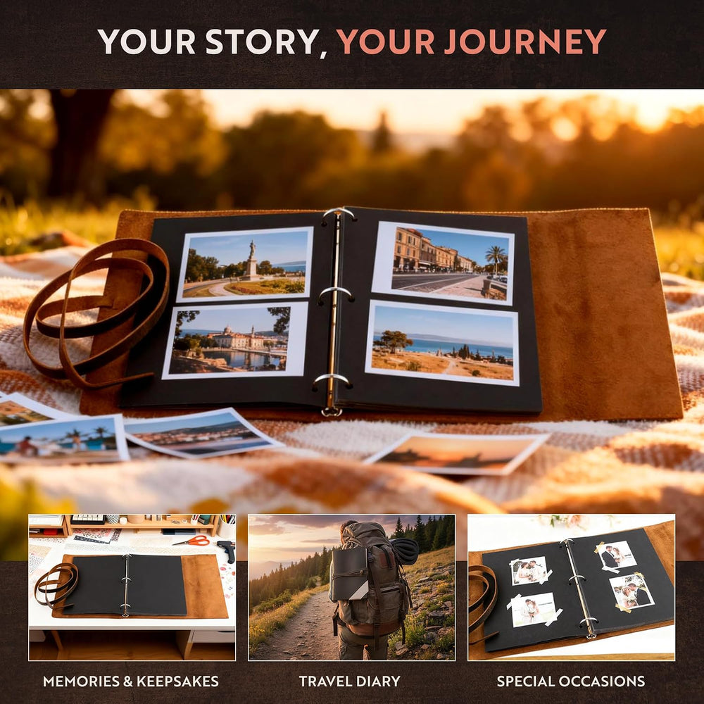 Moonster Leather Photo Album Scrapbook – Full-Grain Buffalo Leather