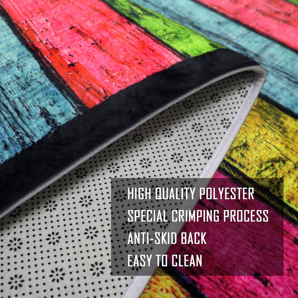 Neon Dance Floor Runner Rugs, UV Black Light Reaction Non-Slip Carpet, Glow i...