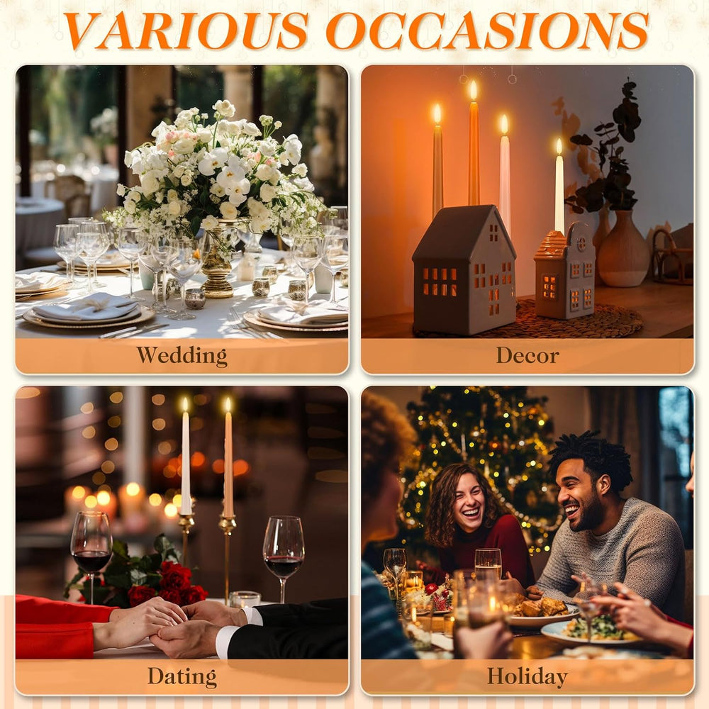 Baquler 24 Pcs 11'' Fall Flameless Taper Candles Brown LED Candlesticks
