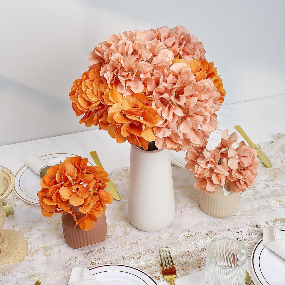 Light Brown Hydrangea Artificial Flowers Bulk with Stems 64 Pcs