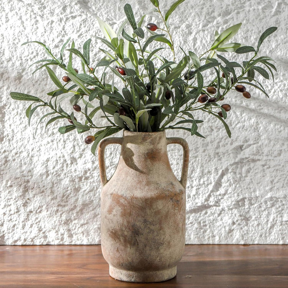 Mitt&Ditt Ceramic Flower Vase with Handles, 11 inch Tall Vase for Centerp...
