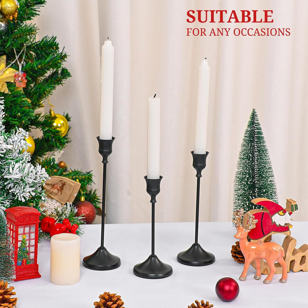 Matte Black Candlestick Holders 12 PCS,Metal Taper Candle Holder