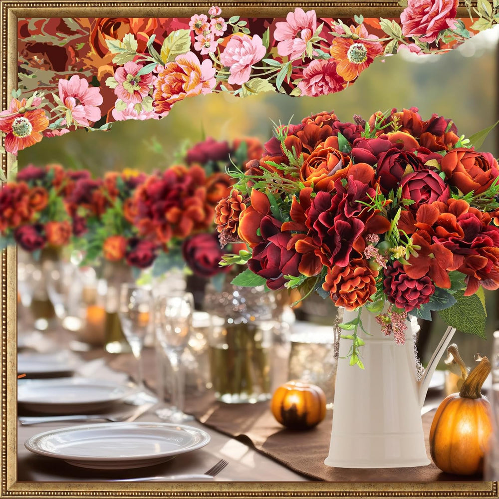 XunYee 12 Bundles Fall Thanksgiving Burnt Orange Terracotta Flowers Bulk