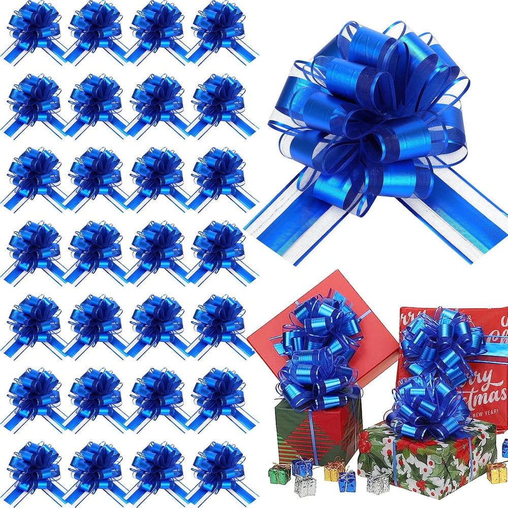 WILLBOND 100 Pcs Christmas Pull Bow for Gift Wrapping, Dark Blue
