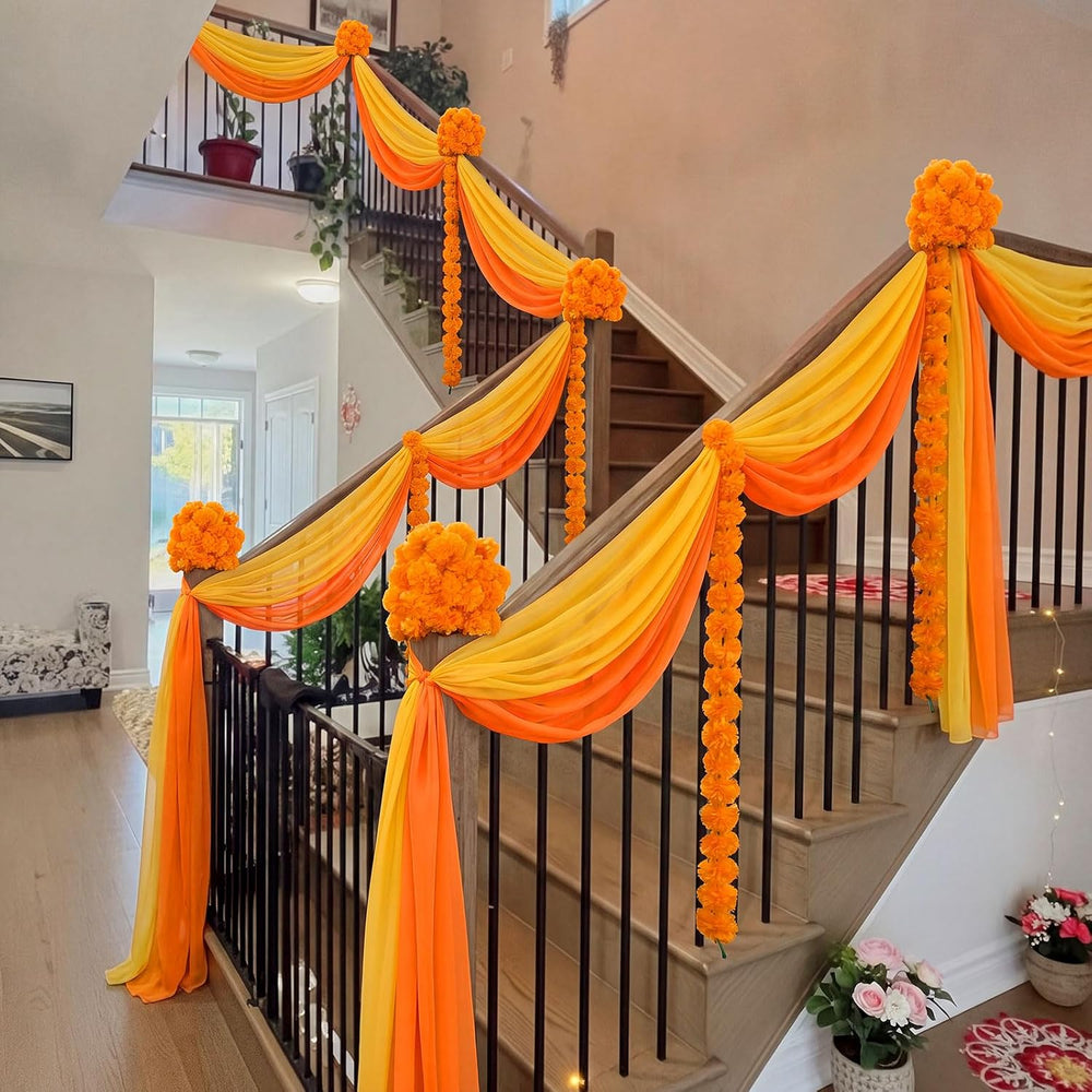 Tegeme Diwali Mehndi Decoration Artificial Marigold Garland Decor Set, Bold
