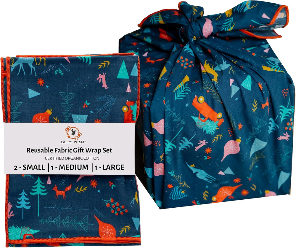 Bee's Wrap Reusable Organic Cotton Fabric Wrapping Paper, Eco Friendly Fu...