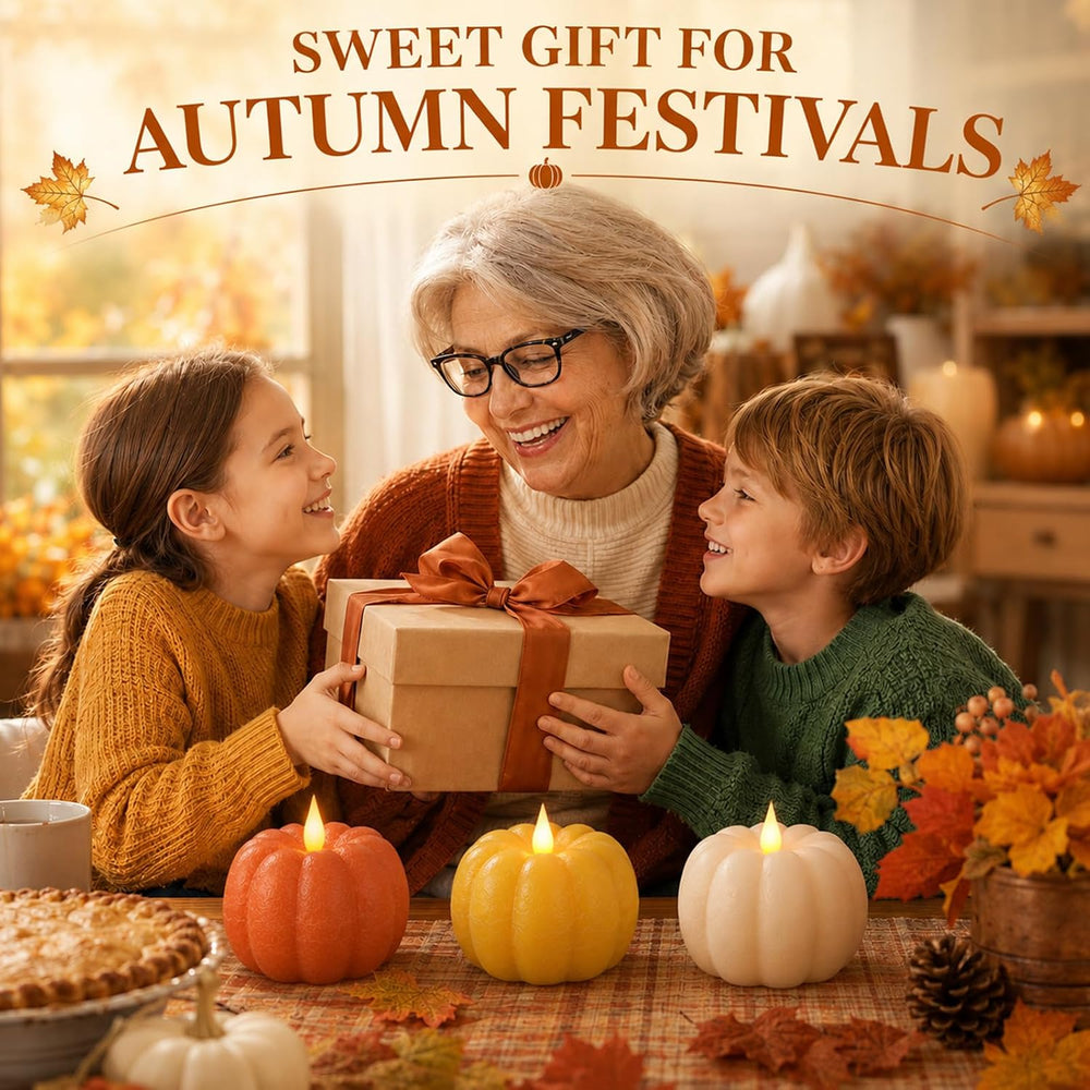 3 Pack Flameless Pumpkin Candles Real Wax Flickering LED Remote Timer