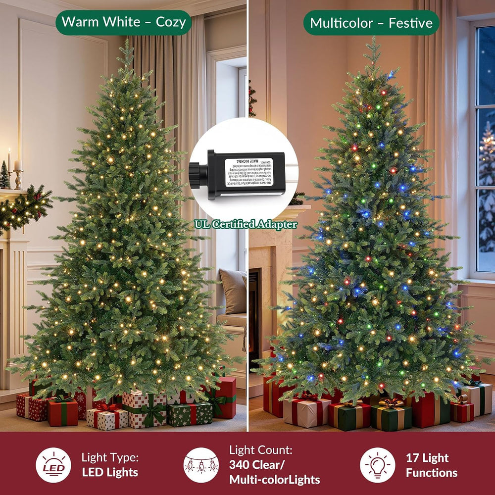 SHareconn 6ft Prelit Artificial Fir Christmas Tree with Dual Color Lights