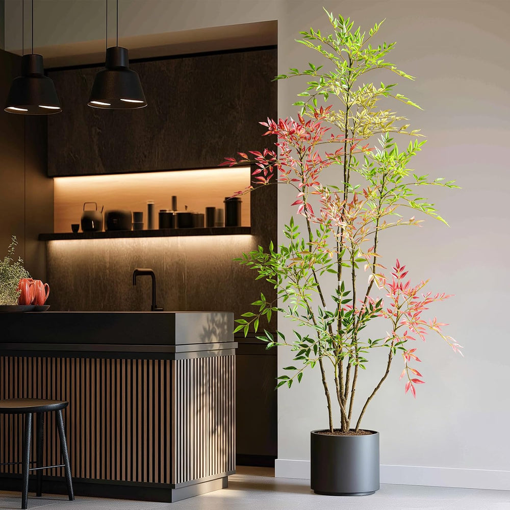 6.5ft Faux Bamboo Tree Artificial Nandina Tree Artificial Indoor Plants Reali...