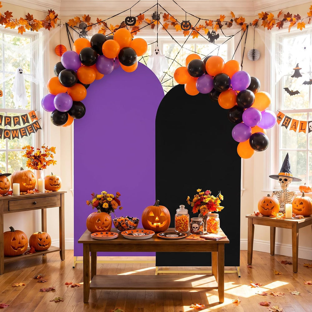 Black Purple Halloween Arch Backdrop Covers 7.2FT 6FT Party Arch Covers