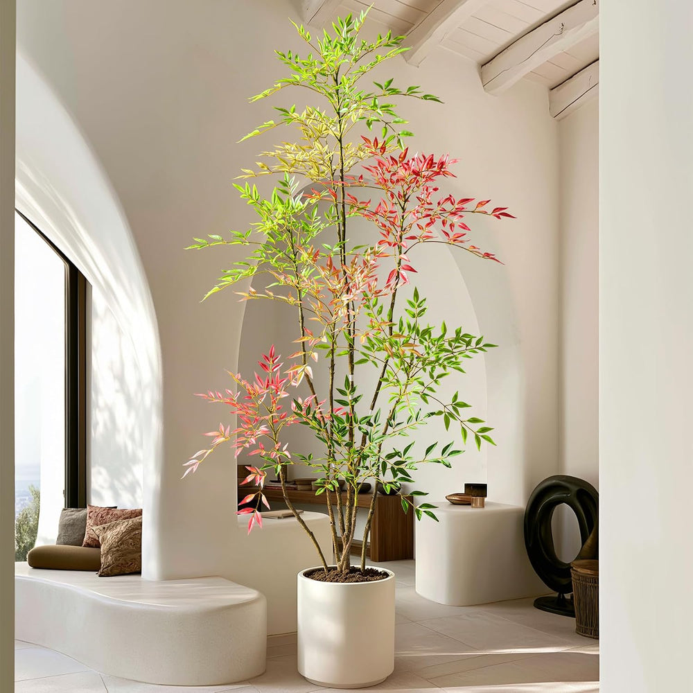 6.5ft Faux Bamboo Tree Artificial Nandina Tree Artificial Indoor Plants Reali...