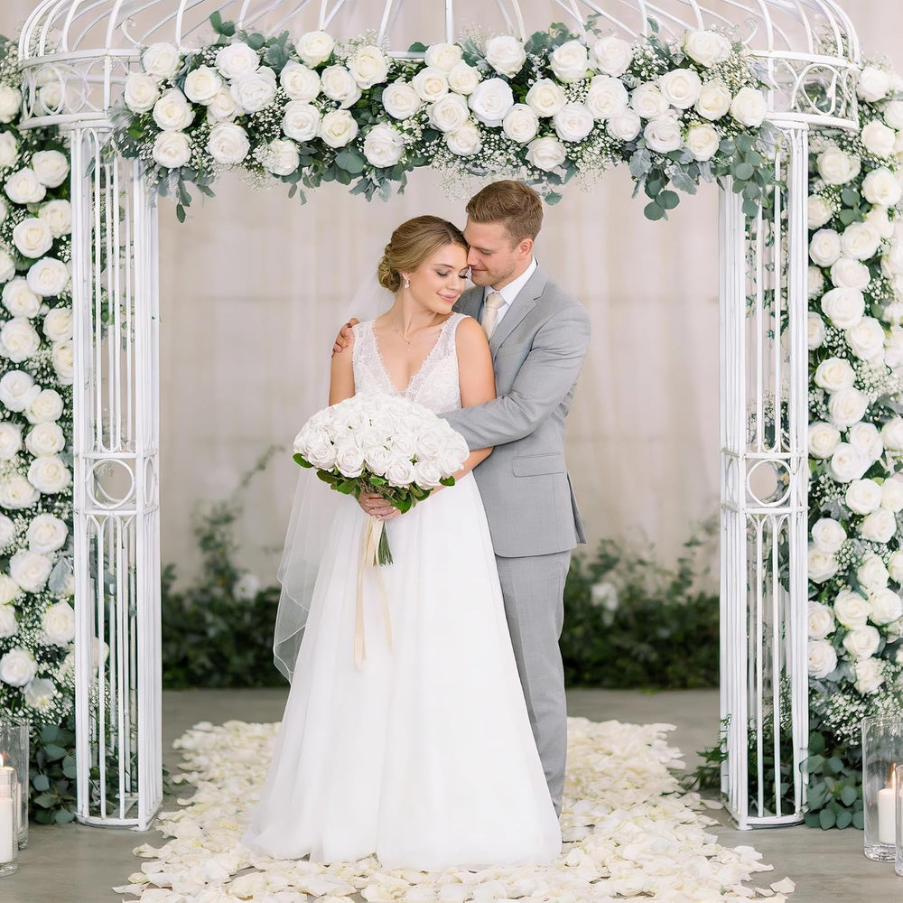 White Roses Artificial Flowers Bulk 100PC Artificial Flowers for Wedding