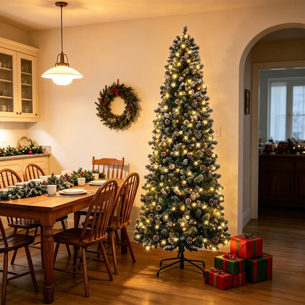 Juegoal 7.5FT Pre-Lit Pencil Christmas Tree with 305 LED Smart RGB Lights