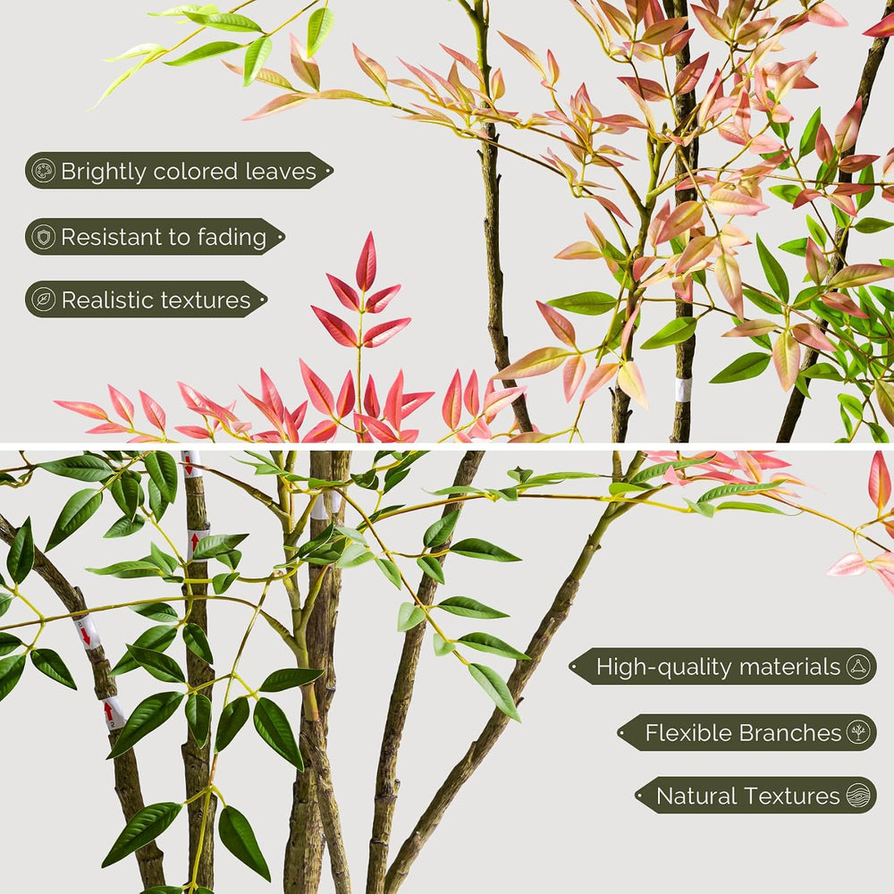 6.5ft Faux Bamboo Tree Artificial Nandina Tree Artificial Indoor Plants Reali...