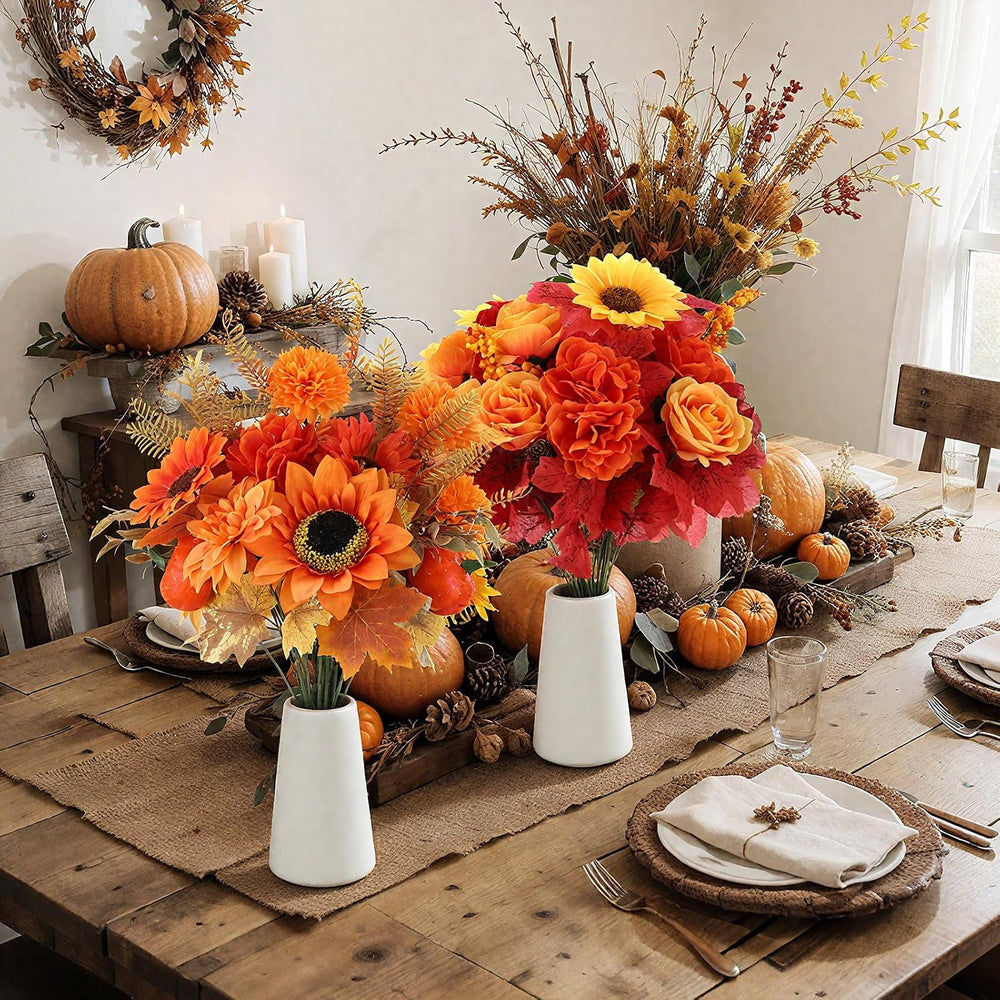 4 Bundles 14.6" Thanksgiving Cemetery Flowers, Sunflower Style