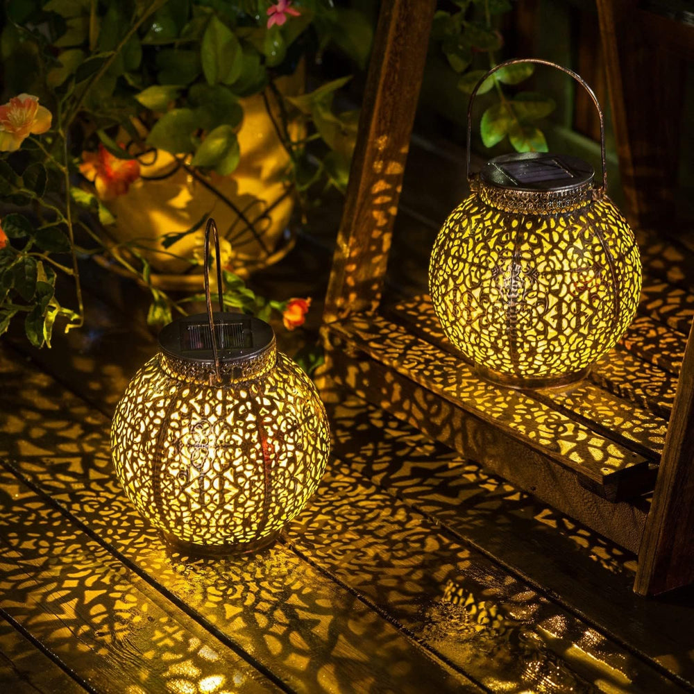 2Pack Solar Outdoor Lanterns Waterproof, Garden Gifts for Mom, Rose Solar Gar...