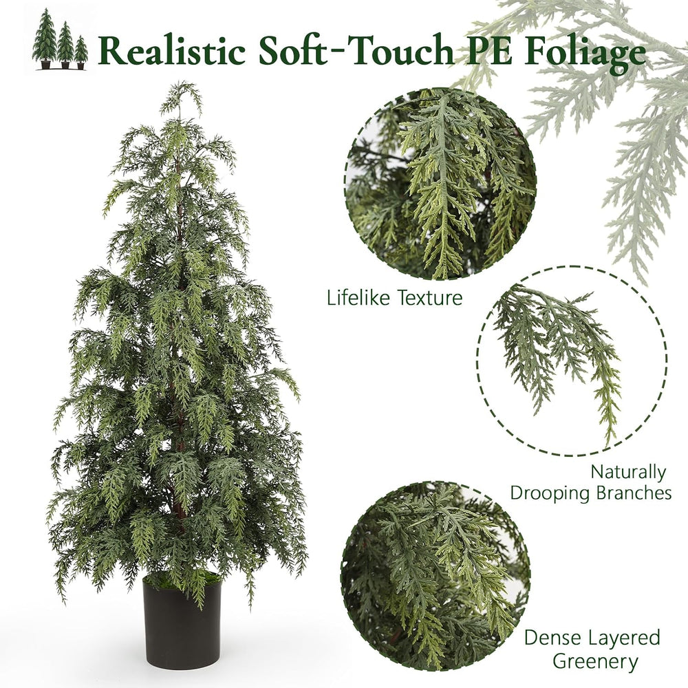3PCS Christmas Artificial Cedar Trees for Outdoors Decorations, 2FT/3FT/4FT