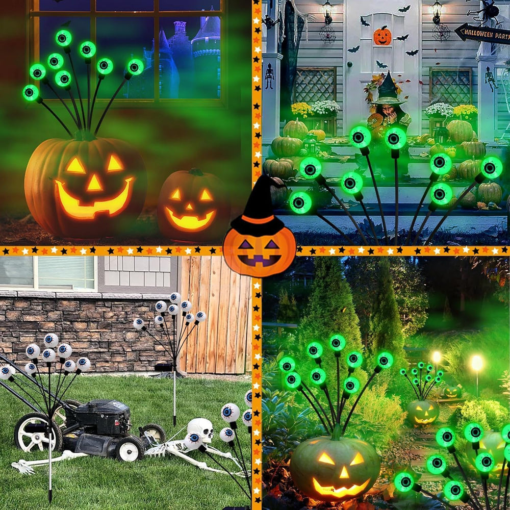 KBG Halloween Decorations Outdoor Solar Scary-Eyeball Lights, 6Pack 48LEDs Gr...