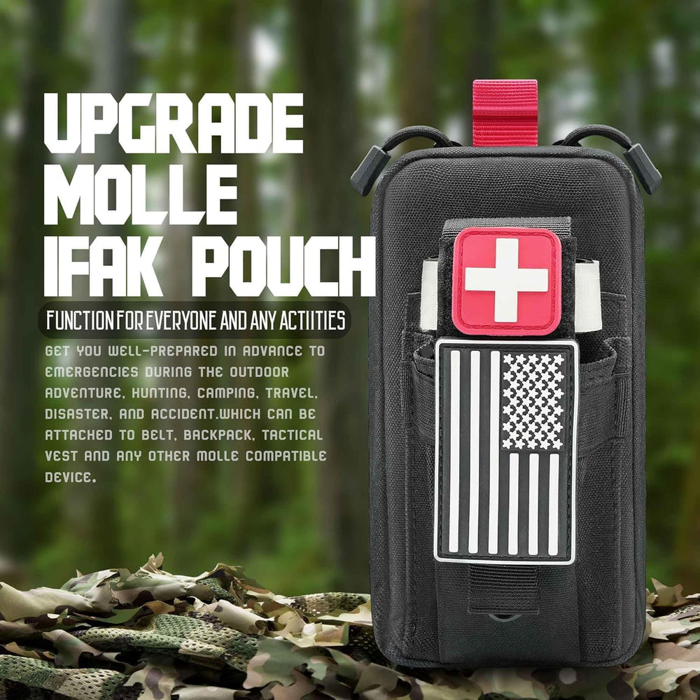 Ifak Med Trauma Kit, Black Molle Tactical Emergency First Aid Kit,Military Su...