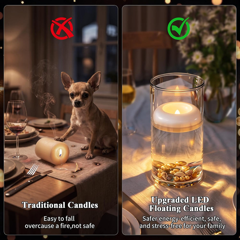 Rechargeable Flameless Floating Candles, Waterproof Tea lights,12Pack