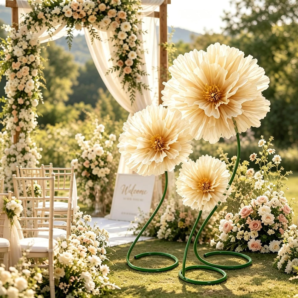 Champagne 6.6Ft Giant Artificial Flowers for Decoration with Stand &Sandbag