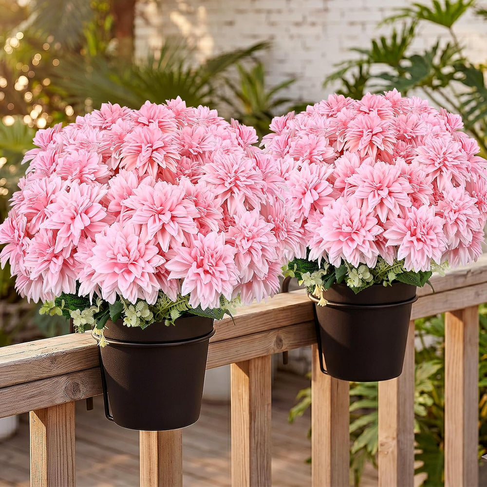 2 Pack 18'' Pink Dahlia Artificial Flowers Potted