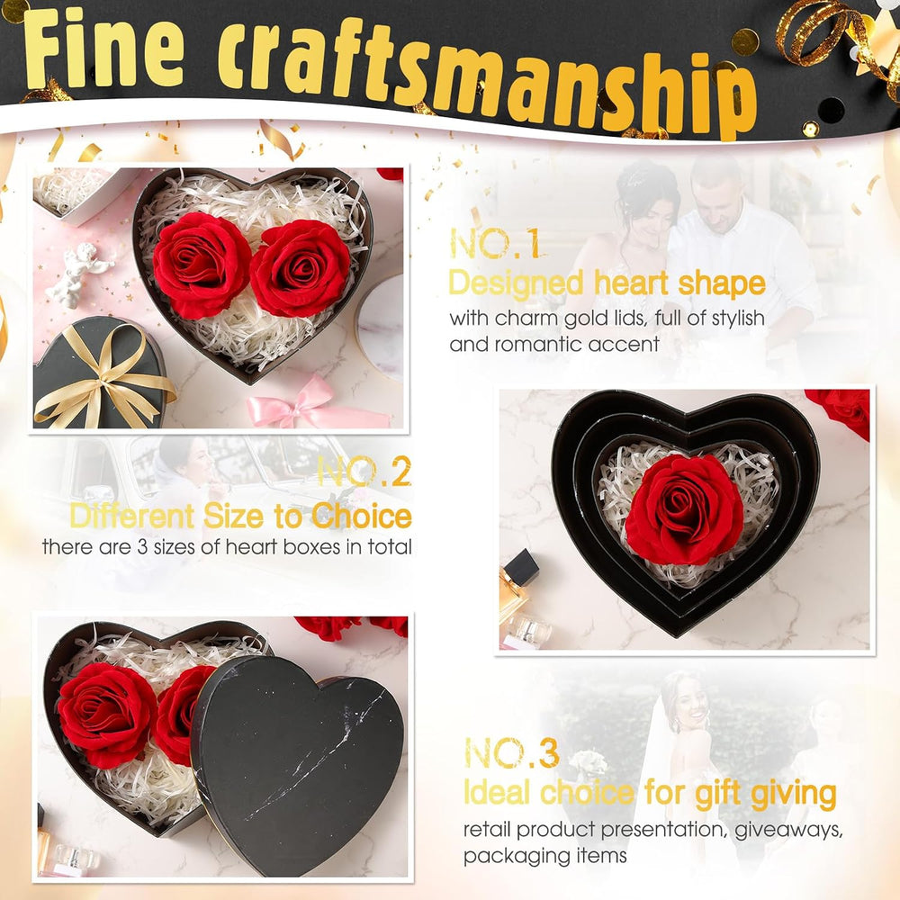 Kosiz 12 Pcs Heart Shaped Wedding Gift Boxes with Lids, White, Black
