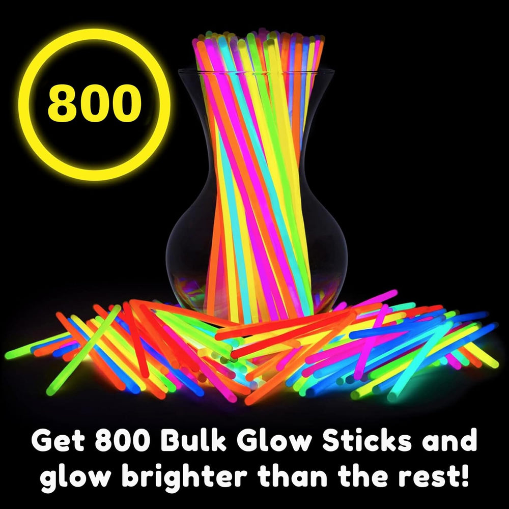 PartySticks Glow Sticks 800 pack - 8 Inch Glow in The Dark Light Up Sticks Pa...
