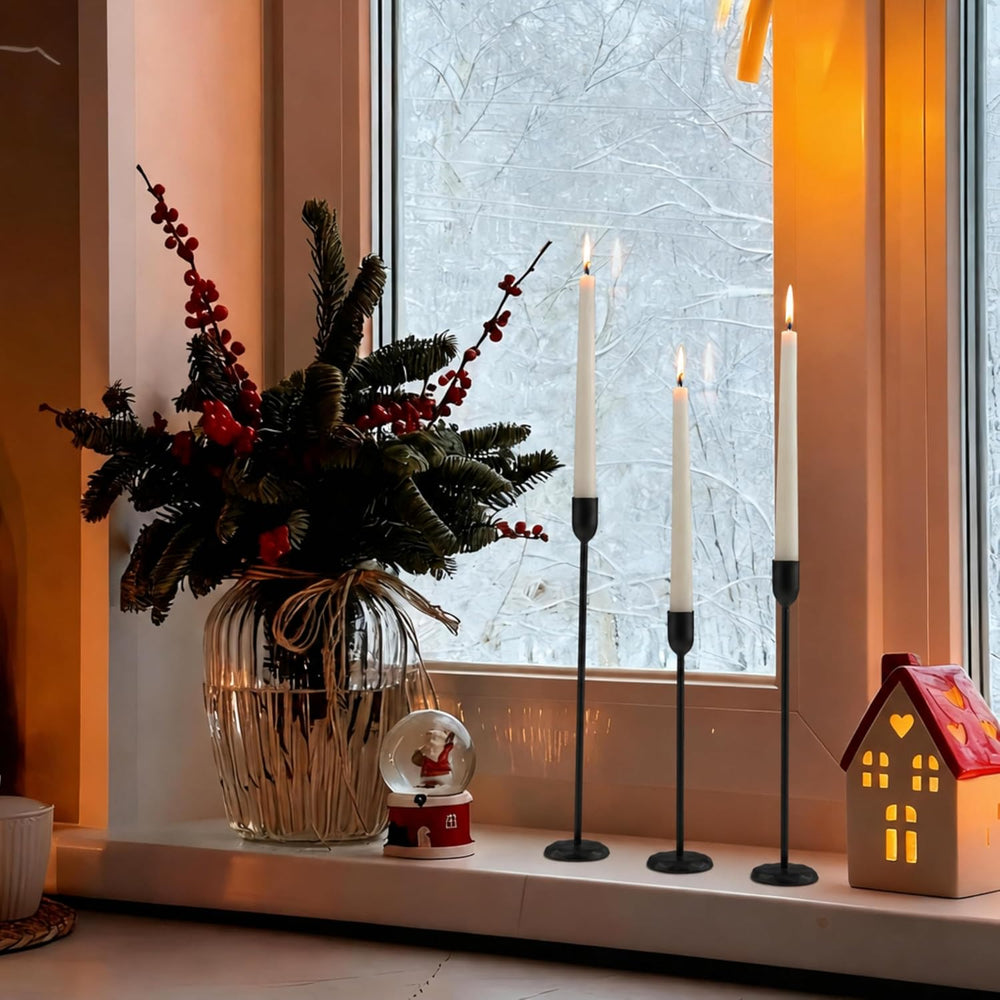 Black Candlestick Holders Set of 6 - Black Iron Candle Holders for Christmas,...