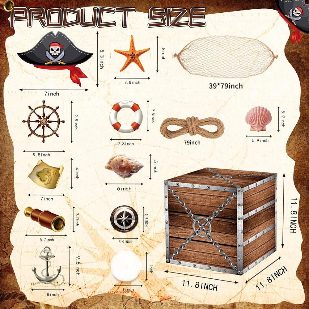 wraphay 20 Pcs Pirate Trunk or Treat Decorations Kit - Pirate Treasure Chest ...