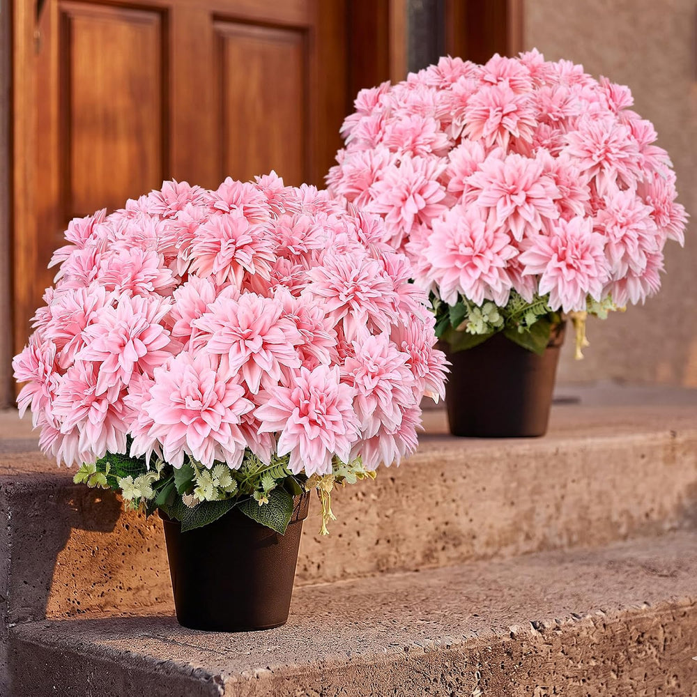 2 Pack 18'' Pink Dahlia Artificial Flowers Potted