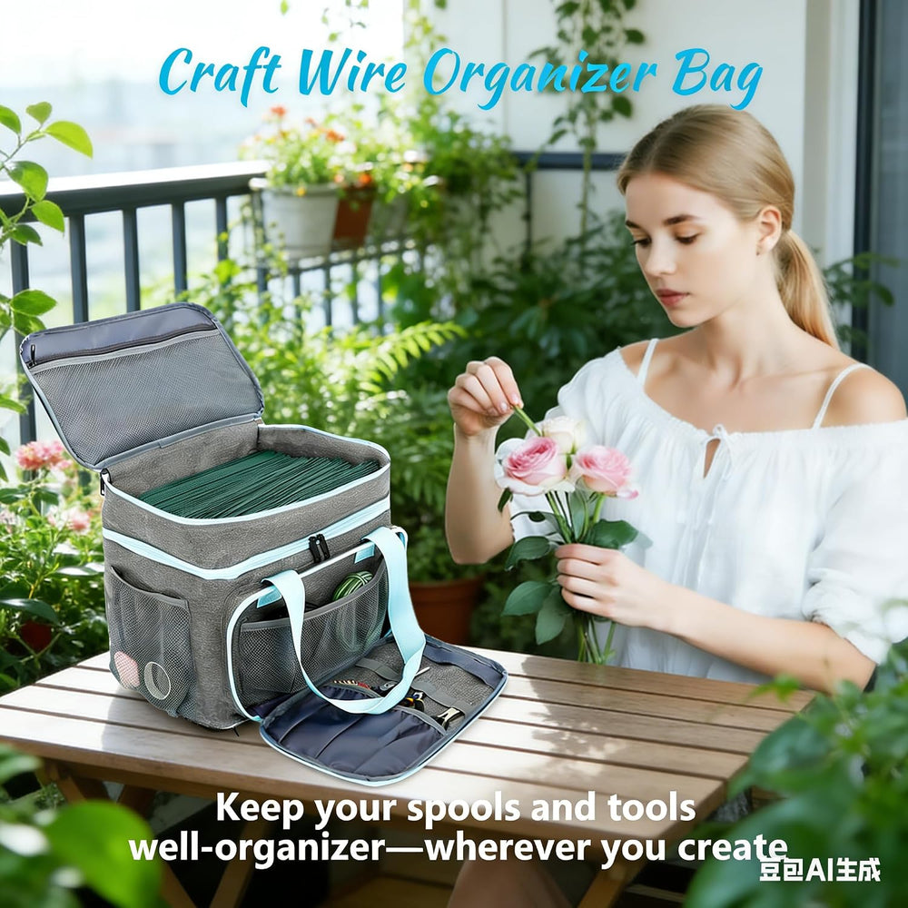 Crafts Storage Bag, Double-Layer Craft Organizer with Adjustable Dividers