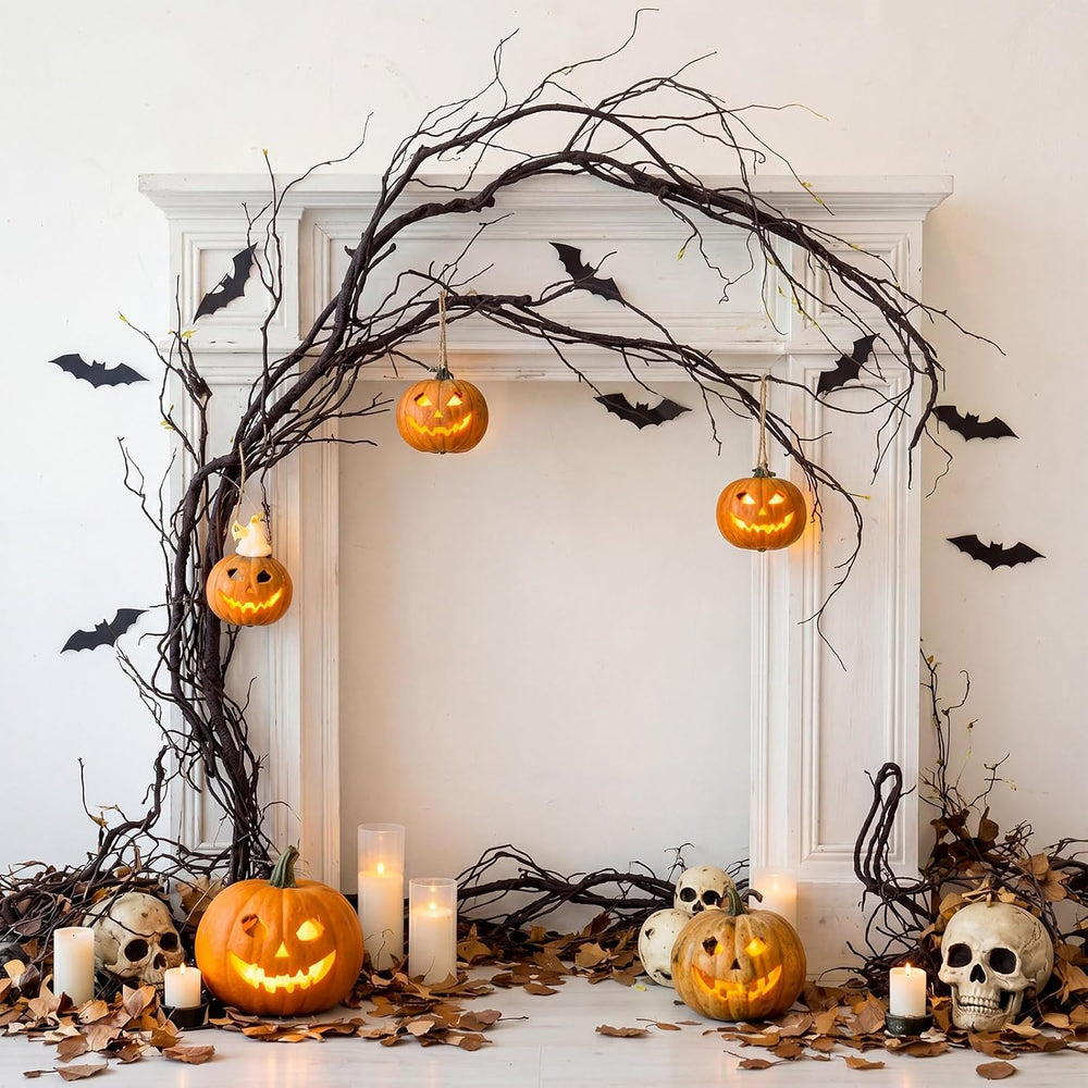 4 Pcs Halloween Garland Flexible Artificial Tree Branches 118 Inch, Brown