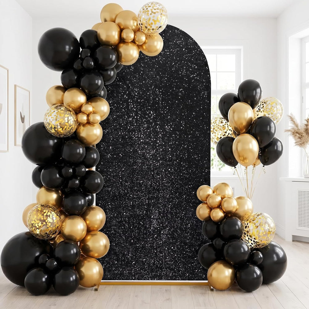 Black Arch Backdrop Covers Set of 3 Sequin Backdrop Arch Cloth for Wedding