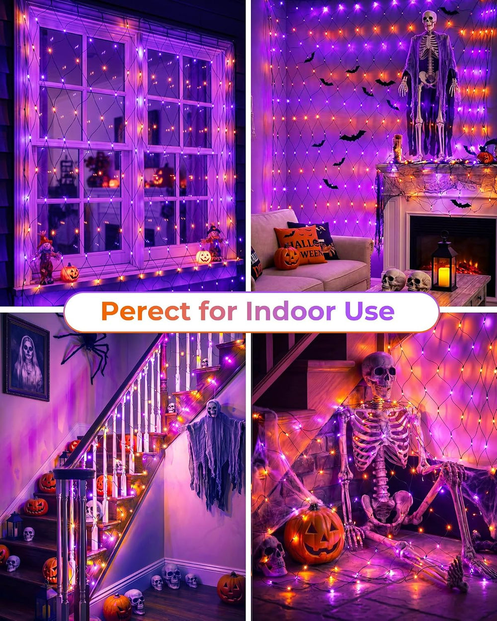 2 Pack 360 LED 12×5FT Halloween-Net-Lights-Outdoor, 12 Light Modes & Timer