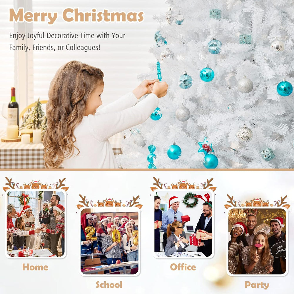 GOFLAME 9FT White Christmas Tree, Artificial Hinged Christmas Tree with 2132 ...
