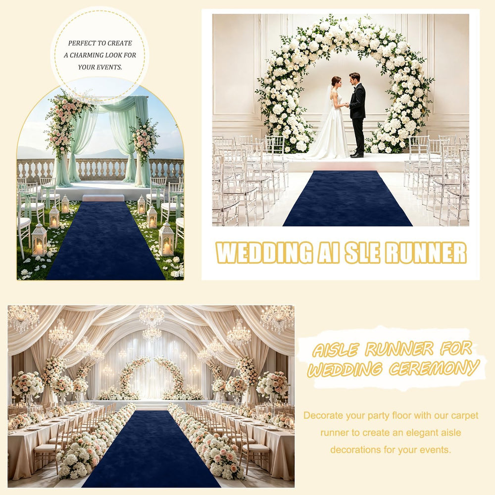 FUHSY Navy Blue Aisle Decorations for Wedding Ceremony 4FT Wide Aisle Runner ...