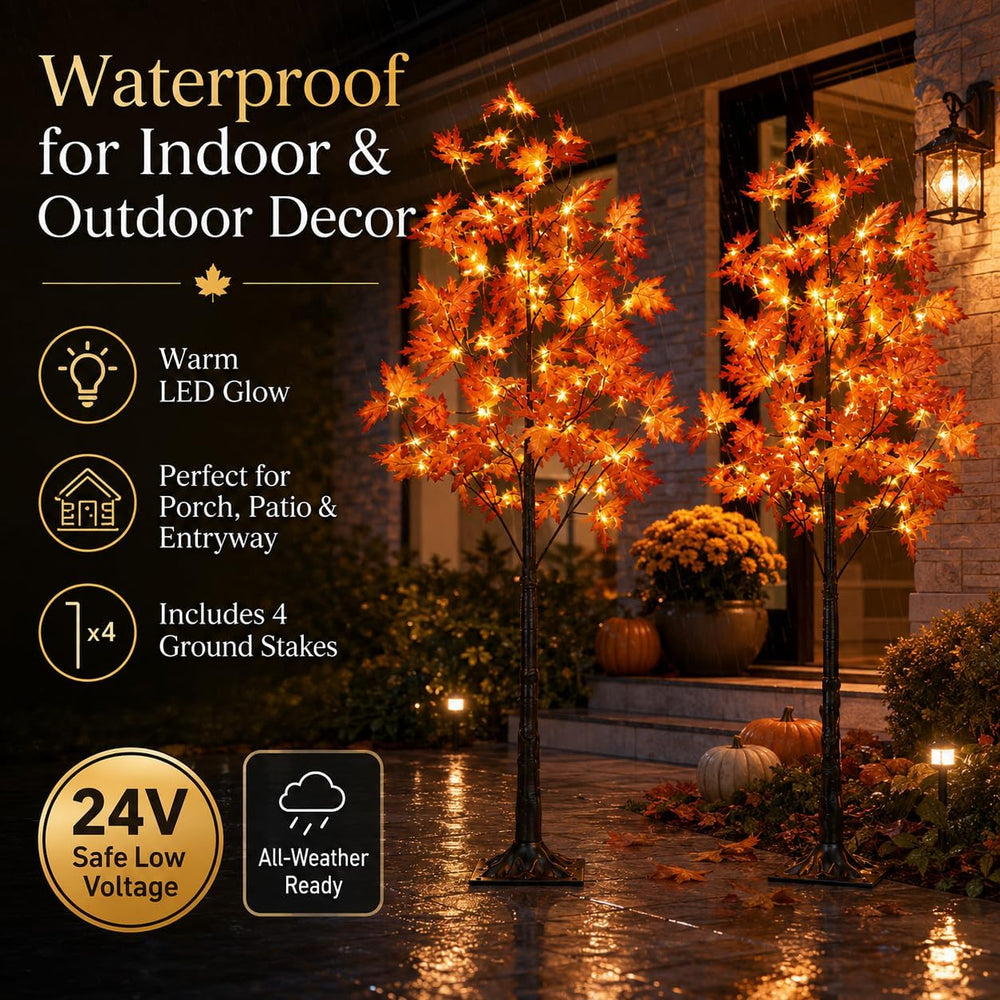 5FT LED Lighted Maple Tree 2-Pack for Indoor Outdoor Home Décor