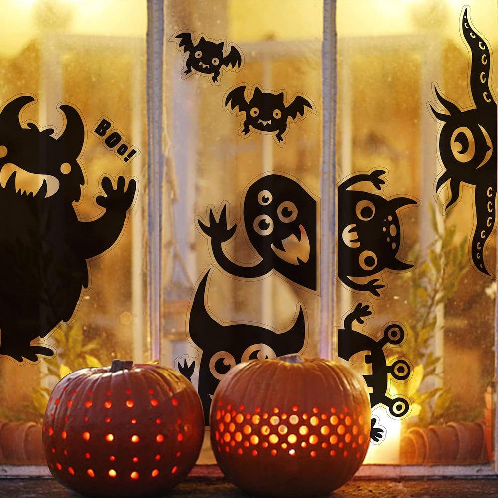 JOYIN 6Pcs Halloween Decorations Window Covers Clings, Monster Novelty Cute W...
